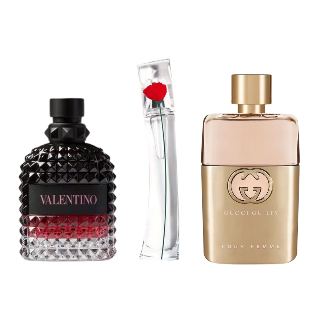 Combo de 3 Perfumes 3 Gucci Guilt, Valentini Intense, Flower Kenzo 100ml
